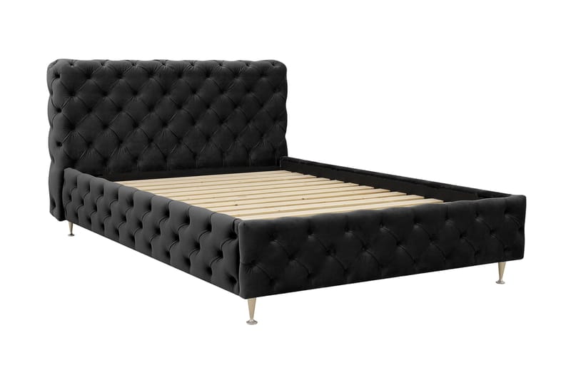 Chesterfield Komplett Sengpakke Sengeramme med Madrass 120x200 cm - Svart - Møbler - Senger - Rammeseng