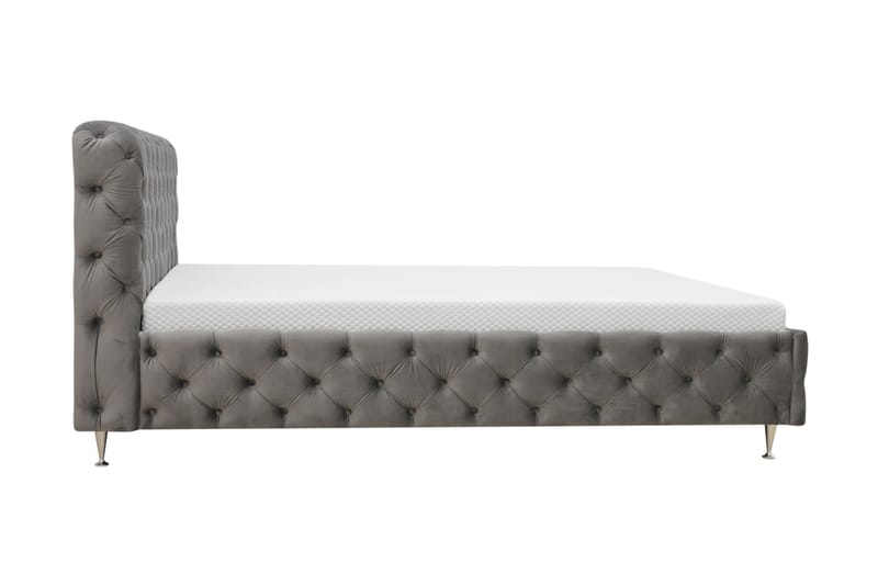 Chesterfield Komplett Sengpakke Sengeramme med Madrass 180x200 cm - Grå - Møbler - Senger - Rammeseng