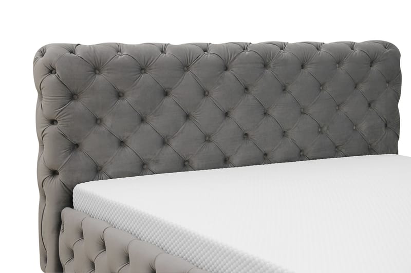 Chesterfield Komplett Sengpakke Sengeramme med Madrass 180x200 cm - Grå - Møbler - Senger - Rammeseng