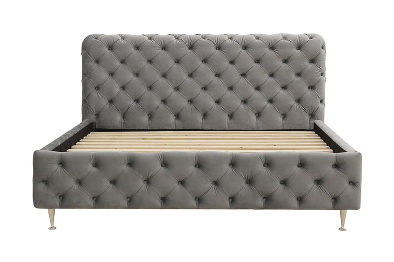 Chesterfield Komplett Sengpakke Sengeramme med Madrass 180x200 cm - Grå - Møbler - Senger - Rammeseng