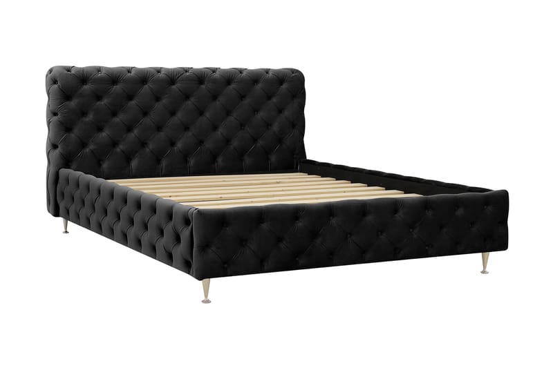 Chesterfield Komplett Sengpakke Sengeramme med Madrass 180x200 cm - Svart - Møbler - Senger - Rammeseng