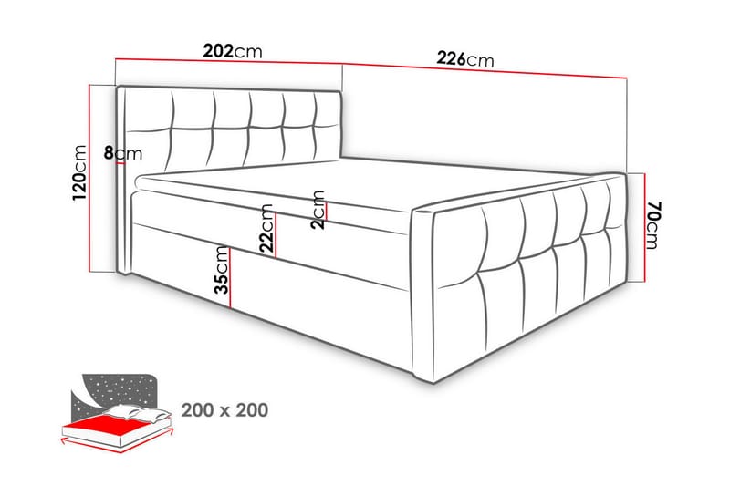 Doncaster Sengpakke Kontinentalseng 200x200 cm - Rød - Møbler - Senger - Kontinentalsenger