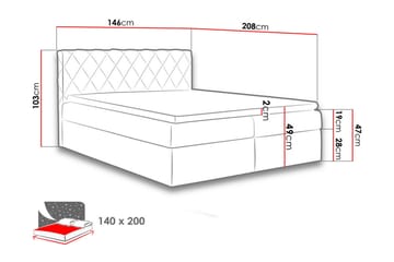 Gabin Sengpakke Kontinentalseng 140x200 cm - Rød - Møbler - Senger - Kontinentalsenger