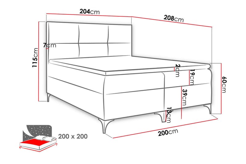 Galtebol Sengpakke Kontinentalseng 200x200 cm - Blå - Møbler - Senger - Kontinentalsenger