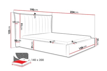 Garson Sengeramme 140x200 cm - Mørk grå - Møbler - Senger - Sengeramme & sengestamme