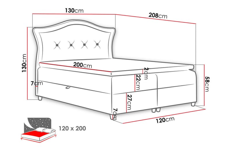 Hestra Sengpakke Kontinentalseng 120x200 cm - Svart - Møbler - Senger - Kontinentalsenger