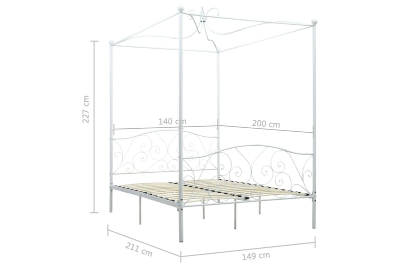 Himmelsengeramme hvit metall 140x200 cm - Møbler - Senger - Himmelseng