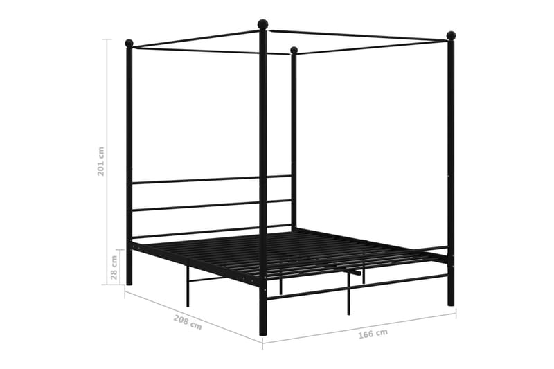 Himmelsengeramme svart metall 160x200 cm - Svart - Møbler - Senger - Sengeramme & sengestamme