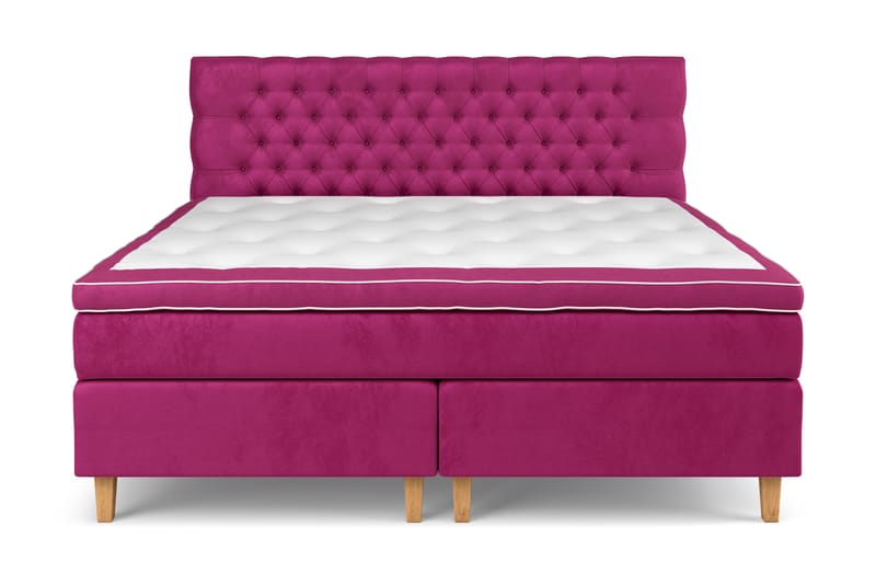 Komplett Sengepakke Estelle 210x210 cm - Rosa/Fløyel - Møbler - Senger - Kontinentalsenger