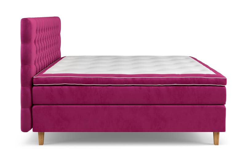 Komplett Sengepakke Estelle 210x210 cm - Rosa/Fløyel - Møbler - Senger - Kontinentalsenger