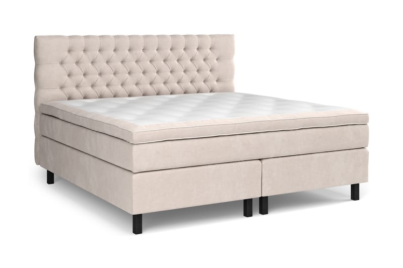 Komplett Sengepakke Estelle 210x210 cm - Beige/Fløyel - Møbler - Senger - Kontinentalsenger