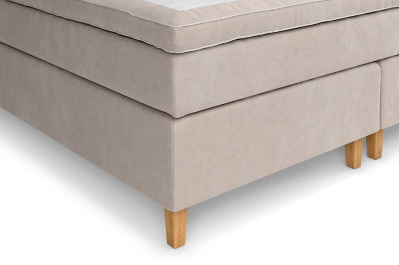 Komplett Sengepakke Estelle 210x210 cm - Beige/Fløyel - Møbler - Senger - Kontinentalsenger