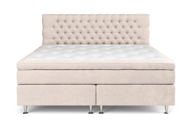 Komplett Sengepakke Estelle 210x210 cm - Beige/Fløyel - Møbler - Senger - Kontinentalsenger