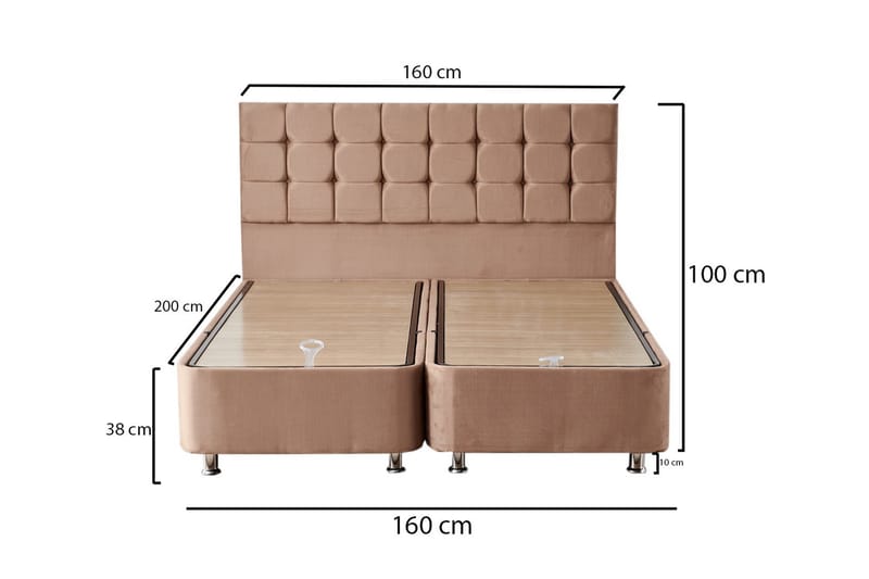 Kontinentalseng Eathelin 160x200 cm - Lysebrun - Møbler - Senger - Regulerbare senger