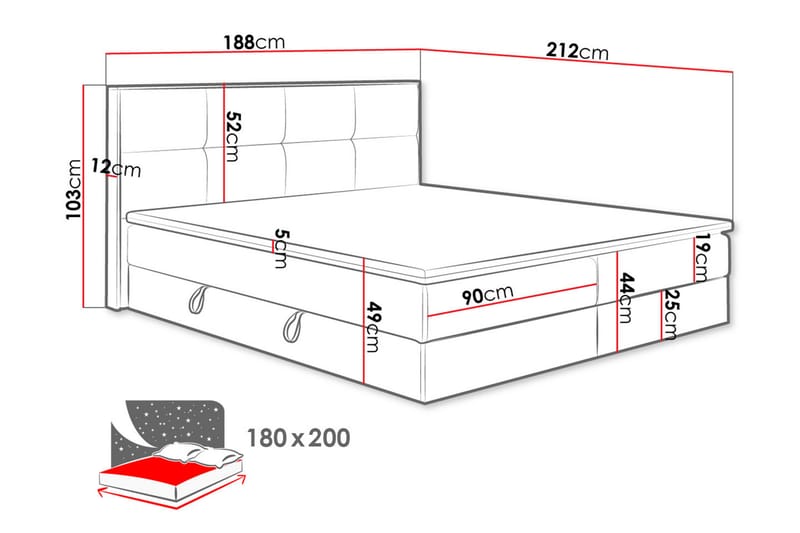 Oppbevaringsseng EUPHORIA 180x200 - Brun - Møbler - Senger - Komplett sengepakke