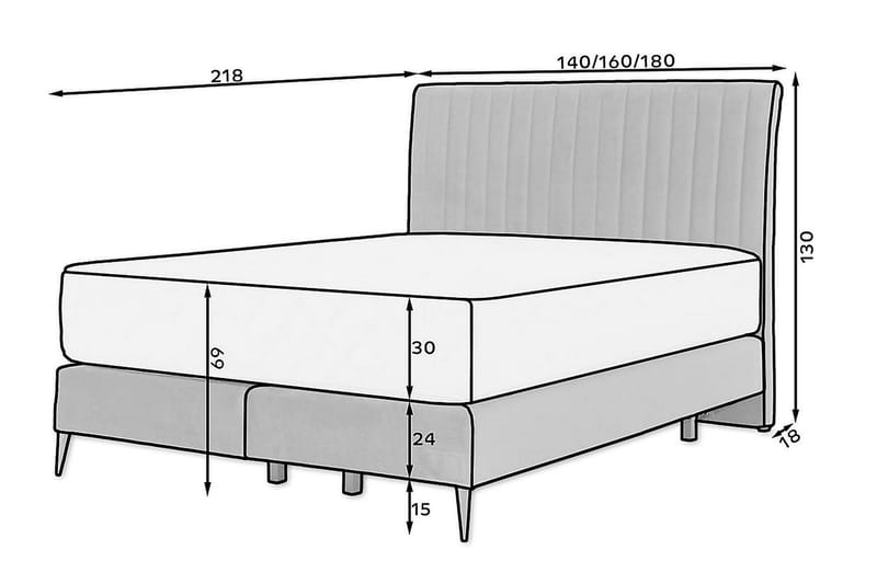 Sengepakke Rammeseng Kazusa 160x200 cm - Beige - Møbler - Senger - Komplett sengepakke