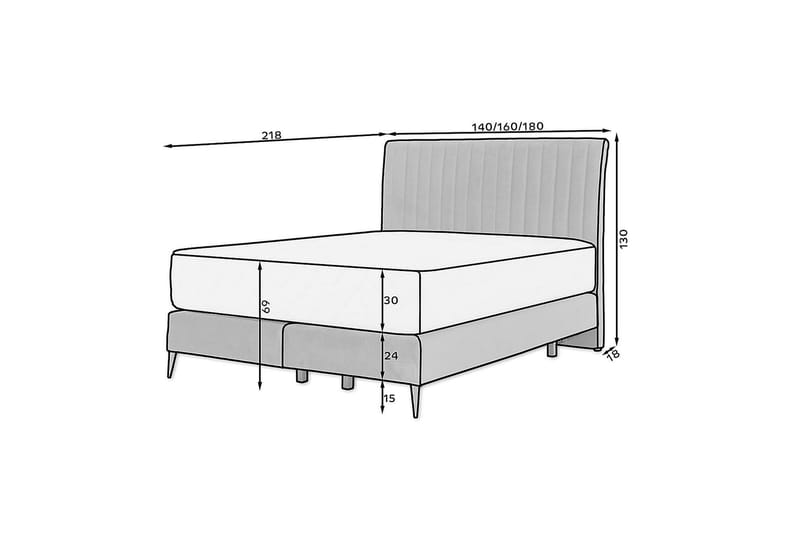 Sengepakke Rammeseng Kazusa 160x200 cm - Blå - Møbler - Senger - Komplett sengepakke