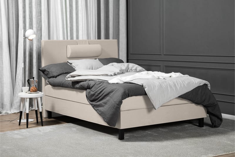 Komplett Sengepakke Olivia 120x200 Glatt Sengegavl Beige - Polyeter Nakkepute Stor - Møbler - Senger - Kontinentalsenger