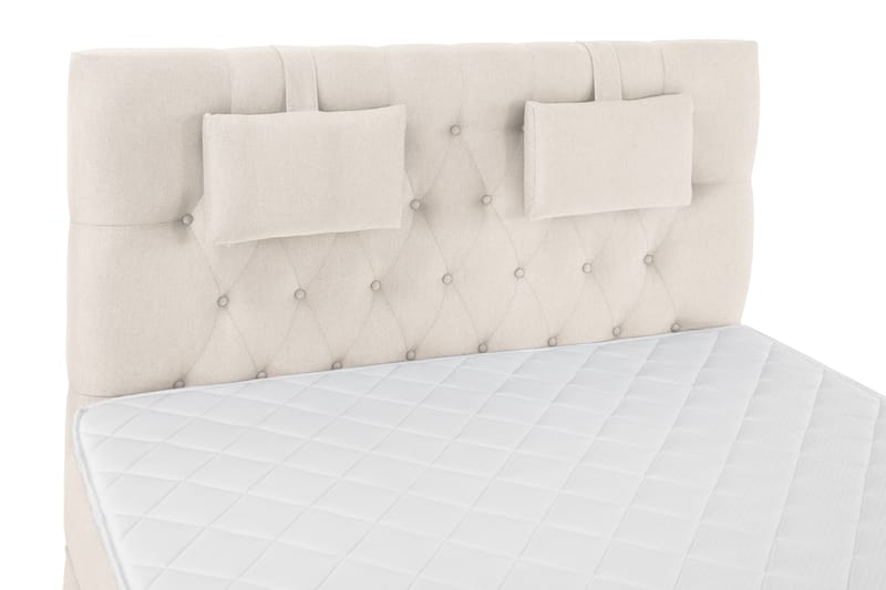 Komplett Sengepakke Olivia 140x200 Diamant Sengegavl Beige - Skum Nakkepute Liten - Møbler - Senger - Kontinentalsenger