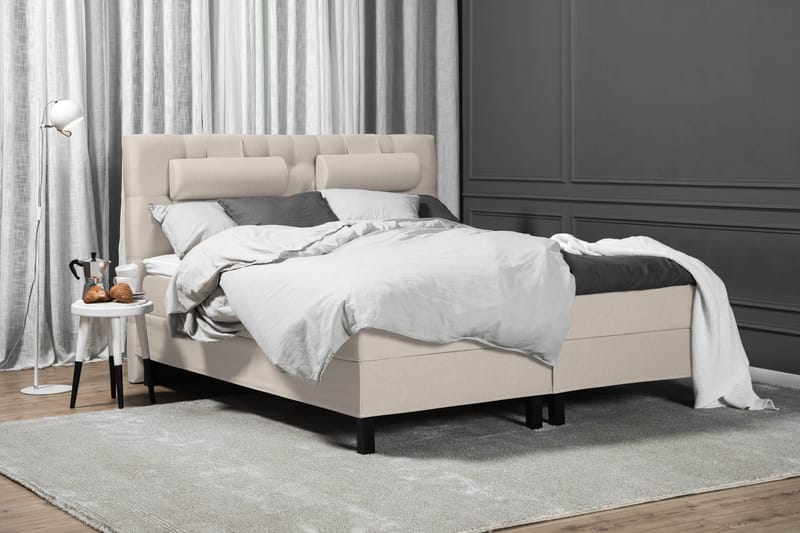 Komplett Sengepakke Olivia 160x200 Diamant Sengegavl Beige - Skum Nakkepute Stor - Møbler - Senger - Kontinentalsenger