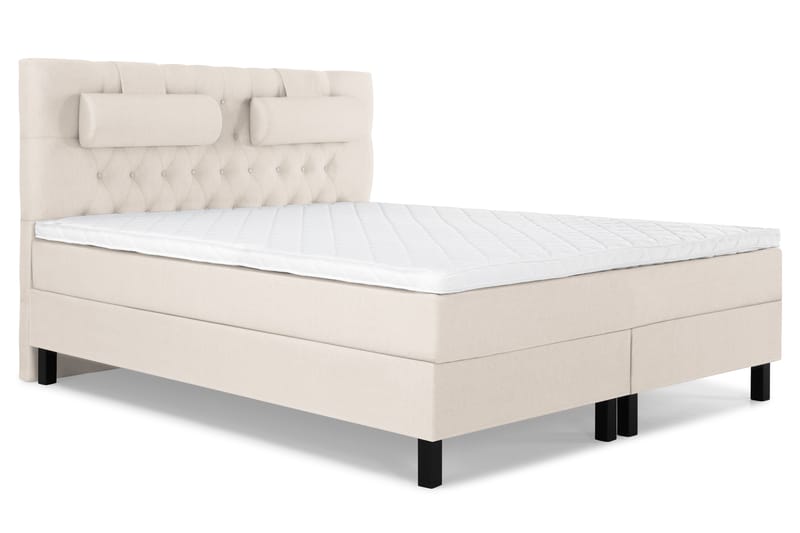 Komplett Sengepakke Olivia 160x200 Diamant Sengegavl Beige - Skum Nakkepute Stor - Møbler - Senger - Kontinentalsenger