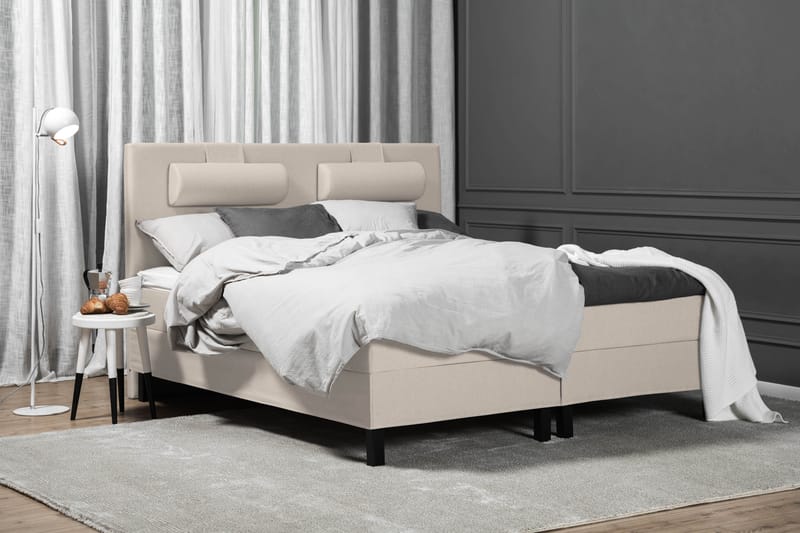 Komplett Sengepakke Olivia 160x200 Glatt Sengegavl Beige - Skum Nakkepute Stor - Møbler - Senger - Kontinentalsenger