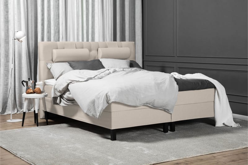 Komplett Sengepakke Olivia 180x200 Diamant Sengegavl Beige - Skum - Møbler - Senger - Kontinentalsenger