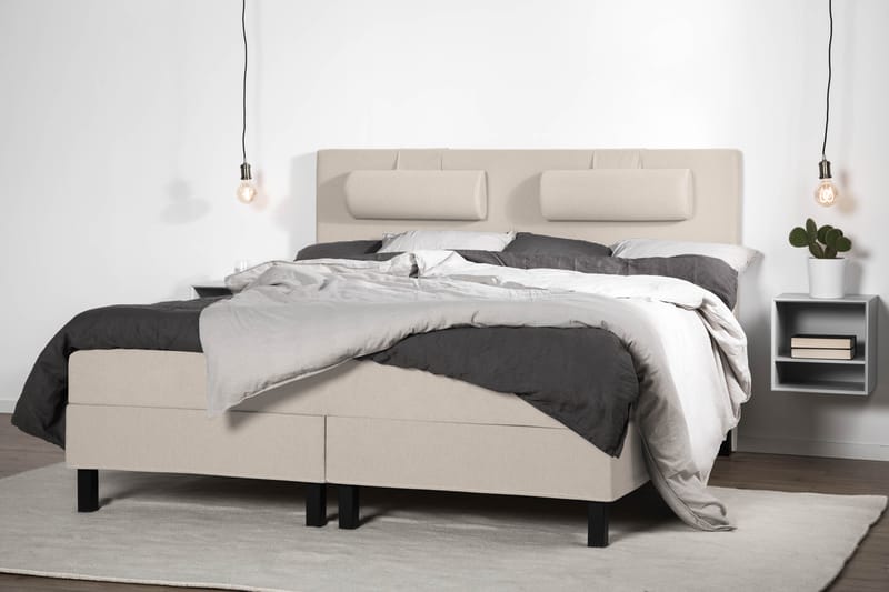 Komplett Sengepakke Olivia 180x200 Glatt Sengegavl Beige - Memory Nakkepute Liten - Møbler - Senger - Kontinentalsenger