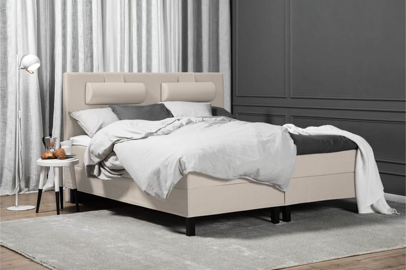 Komplett Sengepakke Olivia 180x200 Glatt Sengegavl Beige - Skum Nakkepute Liten - Møbler - Senger - Kontinentalsenger