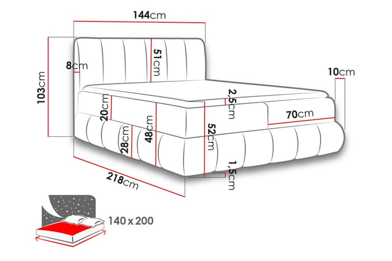 Kontinentalseng 144x218 cm - Blå - Møbler - Senger - Kontinentalsenger