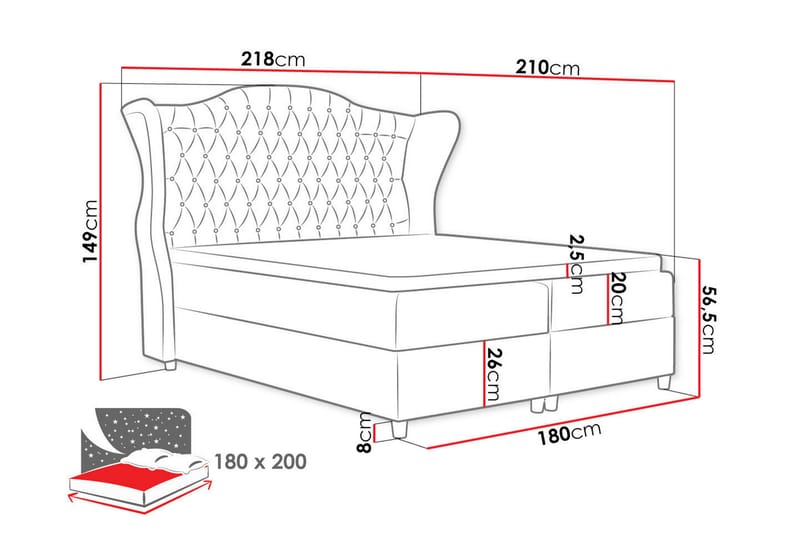 Kontinentalseng 180x200 - Møbler - Senger - Kontinentalsenger