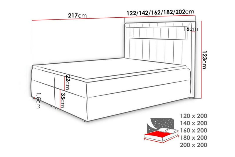 Kontinentalseng Boisdale 120x200 cm - Lysegrå - Møbler - Senger - Kontinentalsenger