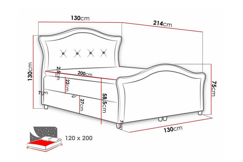 Kontinentalseng Boisdale 120x200 cm - Mørkegrå - Møbler - Senger - Kontinentalsenger