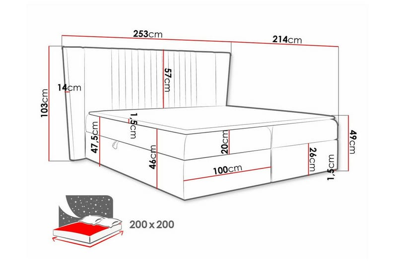 Kontinentalseng Boisdale 200x200 cm - Blå/BL1 - Møbler - Senger - Kontinentalsenger