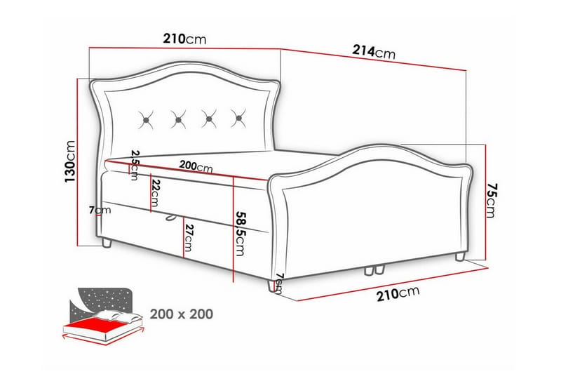 Kontinentalseng Boisdale 200x200 cm - Grå - Møbler - Senger - Kontinentalsenger