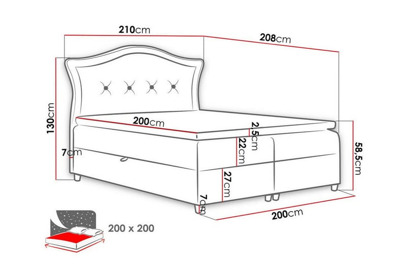 Kontinentalseng Boisdale 200x200 cm - Mørkegrå - Møbler - Senger - Kontinentalsenger