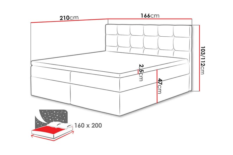 Kontinentalseng Bruvold 180x200 cm - Grå - Møbler - Senger - Kontinentalsenger