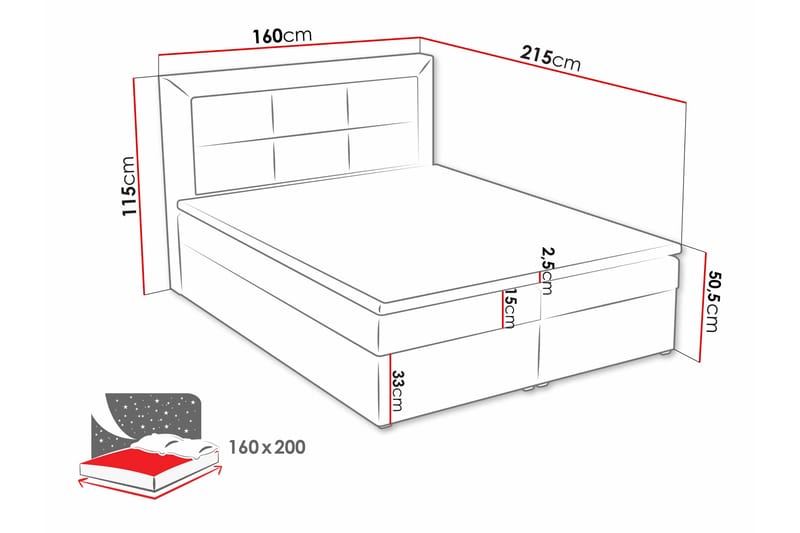 Kontinentalseng Clasic Box 160x215 cm - Svart - Møbler - Senger - Kontinentalsenger