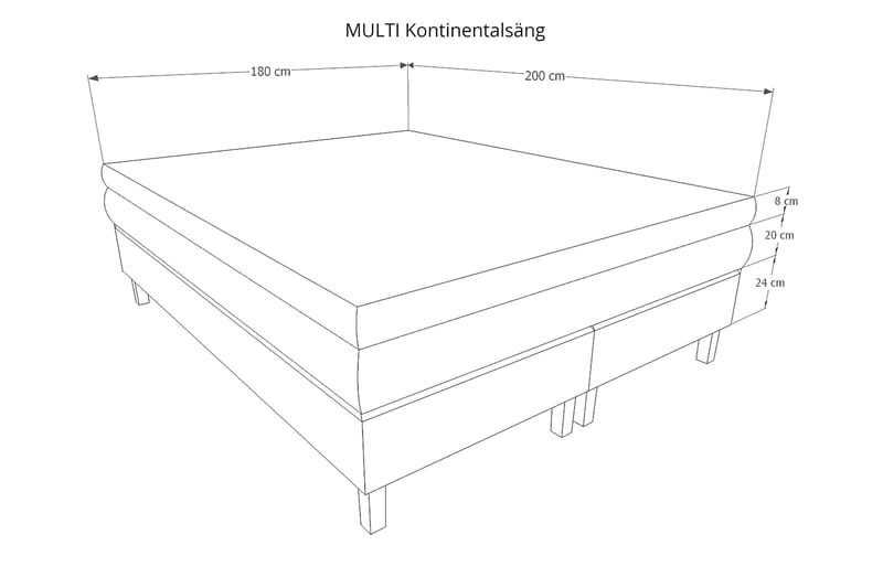 Kontinentalseng Gilius 180x200 - Lysgrå - Møbler - Senger - Kontinentalsenger