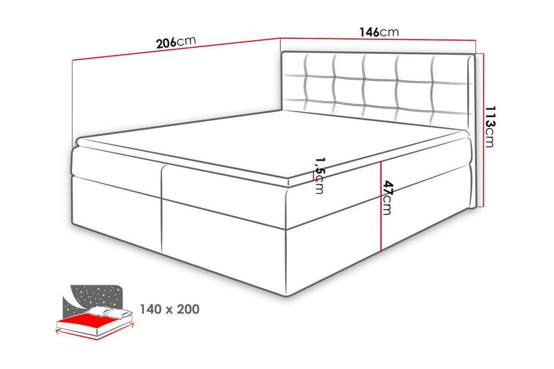 Kontinentalseng Kintore 140x200 cm - Beige - Møbler - Senger - Kontinentalsenger