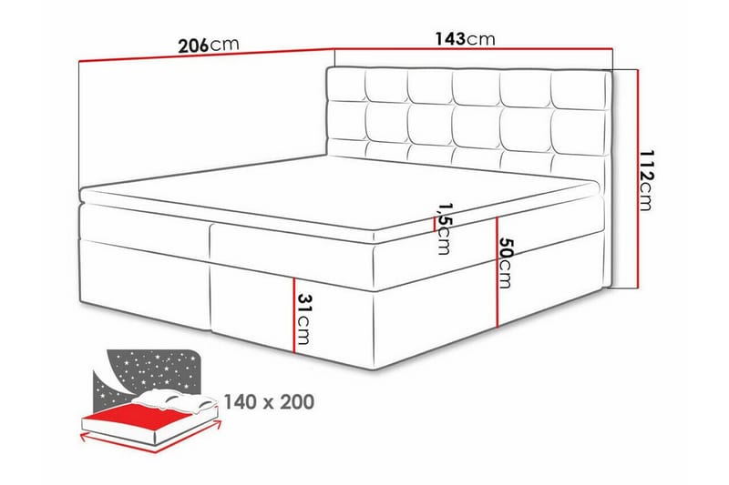 Kontinentalseng Kintore 140x200 cm - Beige/Lys Beige - Møbler - Senger - Kontinentalsenger