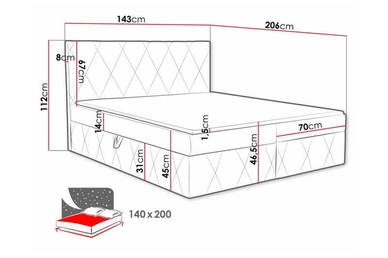 Kontinentalseng Kintore 140x200 cm - Beige/Lys Beige - Møbler - Senger - Kontinentalsenger