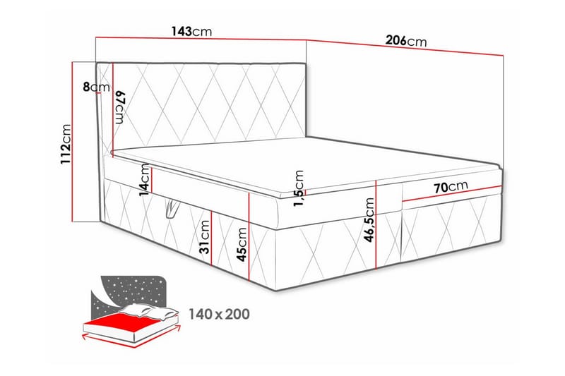 Kontinentalseng Kintore 140x200 cm - Grøn - Møbler - Senger - Kontinentalsenger