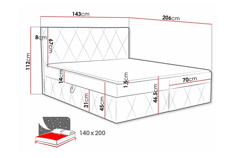 Kontinentalseng Kintore 140x200 cm - Lyse brun - Møbler - Senger - Kontinentalsenger