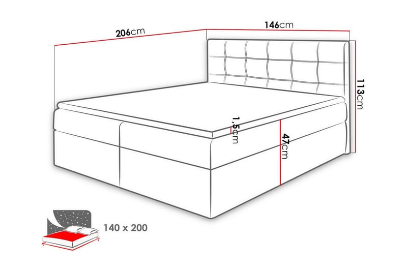 Kontinentalseng Kintore 140x200 cm - Mørkeblå - Møbler - Senger - Kontinentalsenger