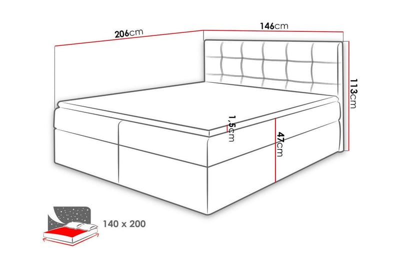 Kontinentalseng Kintore 140x200 cm - Mørkegrå - Møbler - Senger - Kontinentalsenger