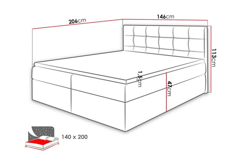 Kontinentalseng Kintore 140x200 cm - Mørkegrønn - Møbler - Senger - Kontinentalsenger