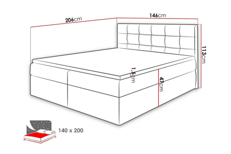 Kontinentalseng Kintore 140x200 cm - Rosa - Møbler - Senger - Kontinentalsenger