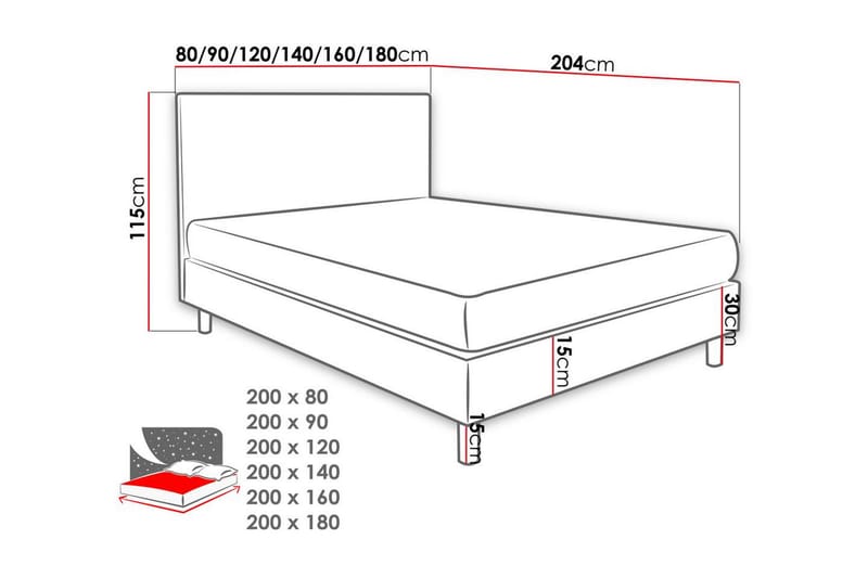 Kontinentalseng Lux 160x204 cm - Grønn - Møbler - Senger - Kontinentalsenger