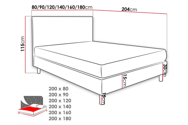 Kontinentalseng Lux 160x204 cm - Rosa - Møbler - Senger - Kontinentalsenger